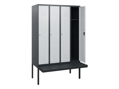 locker met bank,HxBxD 1950x1200x815mm,4vak,vak B 300mm,cil.-slot