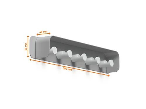 Wandkapstok DURASTORE 5 haken aluminium grijs 50cm