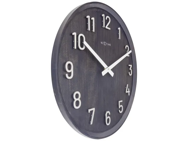 Grote wandklok - 50cm- Stille klok - Walnoot - zwart - NeXtime "Precio
