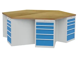 groepswerkbank,HxBxD 859x2500x2165mm,multiplexblad,6containers - 1