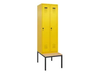 locker met bank,HxBxD 2120x600x815mm,2vak,vak B 300mm,draaigrendel - 3