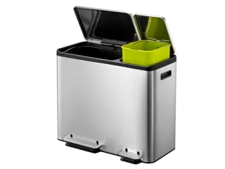 Ecocasa Recycler Pedaalemmer 30+15 Liter mat RVS - 9