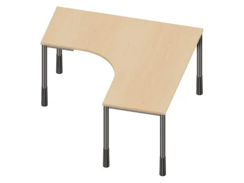 In hoogte verstelbaar bureau in vrije vorm,NE-esdoorn