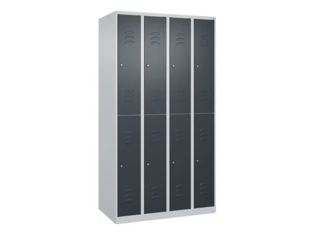 dubbeldekse locker,HxBxD 1850x1000x500mm,4x2vak.,vak B 250mm,cil.-slot