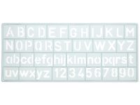 Sjabloon Westcott cijfers en letters 10mm hoog. 148X65mm, transparant