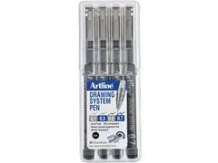 Fineliner Artline technisch etui met 0.1-0.3-0.5-0.7mm zwart