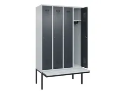 locker met bank,HxBxD 2120x1200x815mm,4vak,vak B 300mm,cilinderslot