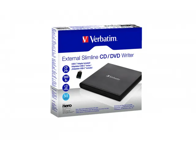 Verbatim External Slimline CD DVD Brander 98938 Dvd Usb-A Black