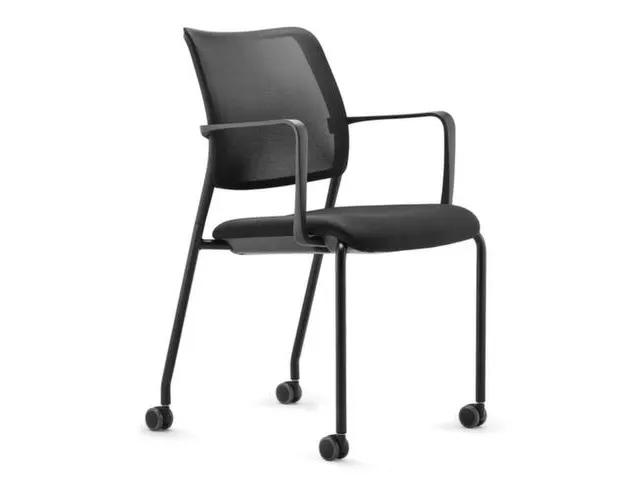 Bezoekersstoel 4Wielen Zwart Armleuningen Zitting Zwart Stof Netrug