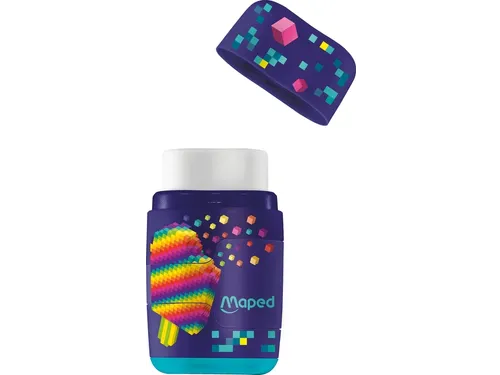 Puntenslijper Maped Pixel Party Connect 2-gaats met gum display à 20s
