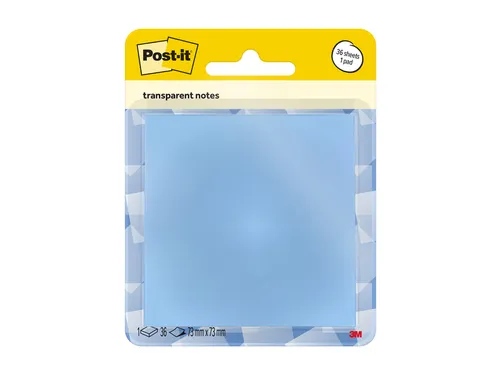 Memoblok Post-it 3M 73x73mm Transparant blauw
