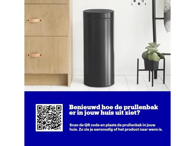Touch bin New Prullenbak 30 Liter Mat Zwart