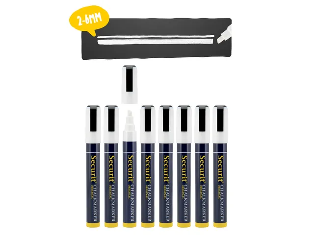 Krijtstift Securit SMA-510 Schuin 2-6mm Wit 8 Stuks