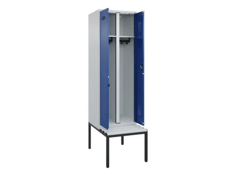 locker met bank,voor scheiding van kleding,HxBxD 2120x600x815mm,2vak