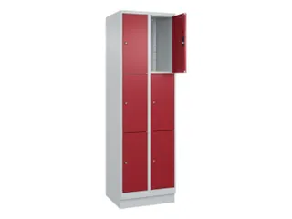 lockerkast,HxBxD 1950x600x500mm,2x3vakken,vak B 300mm,cil.-slot,sokkel - 1