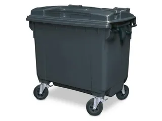 Vuilcontainers,660l,romp HDPE grijs,HxBxD 1165x1265x775mm,4zwenkwielen - 2