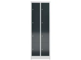 Lockerkast 1800x590x500mm 2x4 vakken cilinderslot, sokkel, RAL7016 - 2