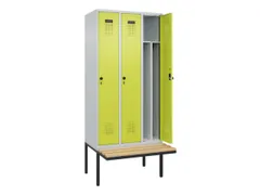 locker met bank,voor scheiding van kleding,HxBxD 2120x900x815mm,3vak