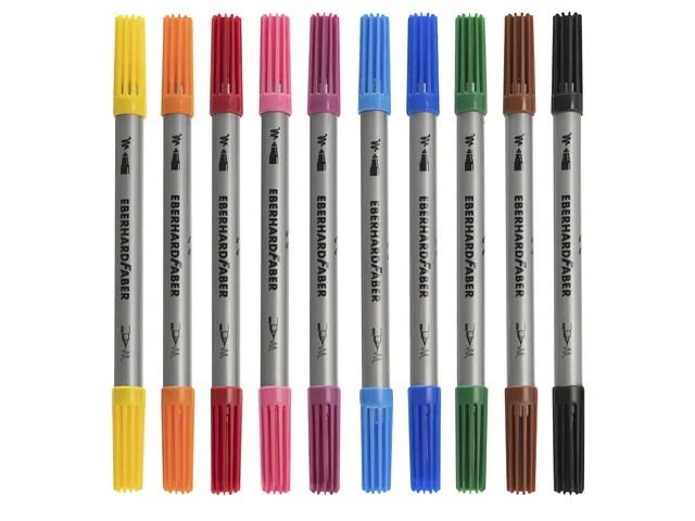 Viltstiften Eberhard Faber duo 0,8+1-3mm assorti etui à 10stuks