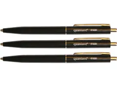 Balpen Quantore drukknop met metalen clip zwart medium Voordeelbundel