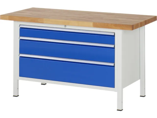 werkbank,HxBxD 840-1040x1500x700mm,beukblad,draagverm. 1250kg,4voeten