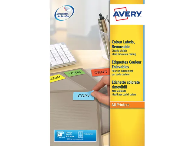 Gekleurde etiketten Avery Zweckform 45.7x21.2mm Geel 960 stuks