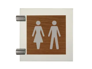 Premium Pictogram Glasslook Houtlook Dames Heren 150x150mm - 1