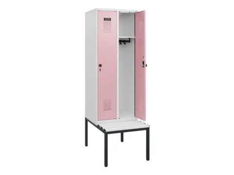 locker met bank,HxBxD 1950x600x815mm,2vak,vak B 300mm,draaigrendel