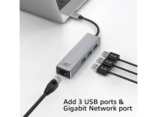 Hub ACT USB-C 3.0 3x USB-A Gigabit ethernet - 13