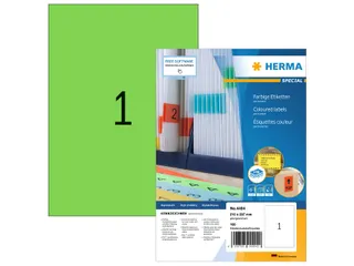 HERMA 4404 Gekleurde etiketten A4 210x297mm Groen 100 stuks - 1
