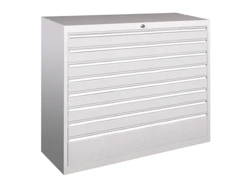 ladekast 1000x1023x600mm 8laden cilinderslot RAL7035 front RAL7035