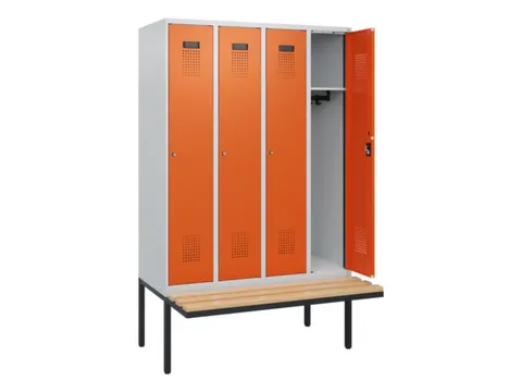 locker met bank,HxBxD 1950x1200x815mm,4vak,vak B 300mm,cilinderslot