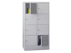 lockerkast,HxBxD 1518x800x500mm,2x4vakken,RAL7035,front RAL5010