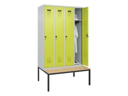 locker met bank,HxBxD 2120x1200x815mm,4vak,vak B 300mm,draaigrendel