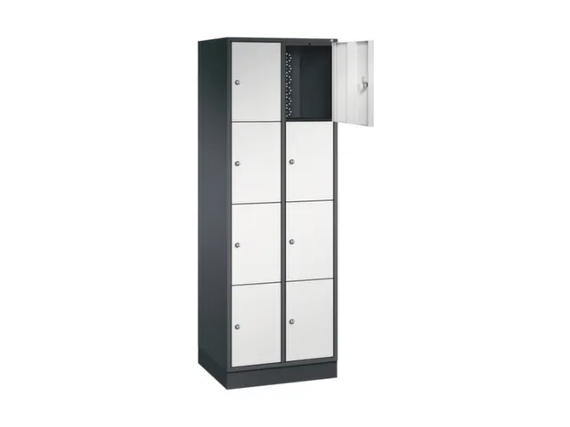 lockerkast,RAL 7021/RAL 7035,HxBxD 1950x620x500mm,2x4vakken,cil.-slot