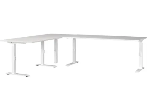 hoekbureau,in h. verstelb.,HxBxD 710-910x2600x2000mm,blad wit