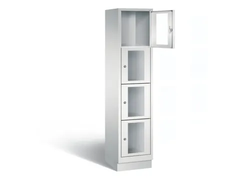 Lockerkast 1800x420x500mm 1x4 vakken Cilinderslot, Sokkel, RAL7035