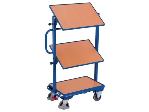 Bijzetwagen Eurobakken 200kg 3 Etages Hout 820x455mm Neigbaar Ral5010