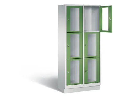 Lockerkast 1800x810x500mm 2x3 vakken Cilinderslot, Sokkel, RAL6011