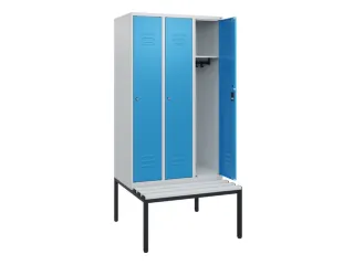 locker met bank,HxBxD 1950x900x815mm,3vak,vak B 300mm,cil.-slot - 2