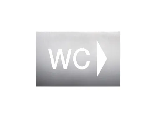 wandbord,WC,pijl rechts,RVS,zelfklevend,HxB 160x235mm