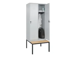 locker met bank,HxBxD 2120x800x815mm,2vak,vak B 400mm,draaigrendel - 3