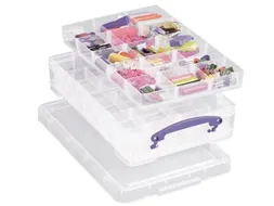 Opbergbox Really Useful 4 liter 30 vakken 395x255x88mm transparant wit