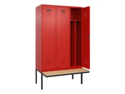 locker met bank,voor scheiding van kleding,HxBxD 2120x1200x815mm,3vak