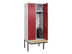 locker met bank,HxBxD 2120x800x815mm,2vak,vak B 400mm,draaigrendel