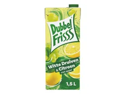 Fruitdrank DubbelFrisss witte druif citroen pak 1500ml