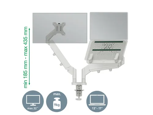 Monitor en laptoparm 2 Schermen Leitz Ergo grijs