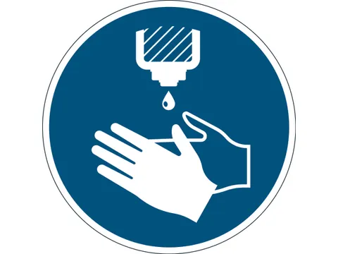 Verwijderbare vloersticker handen desinfecteren