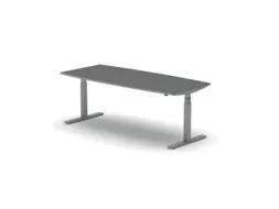 Elektrisch ihv Vergadertafel Vatvorm 2000x800mm Alu + Donkergrijs Blad
