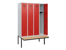 locker met bank,HxBxD 1950x1200x815mm,4vak,vak B 300mm,cilinderslot